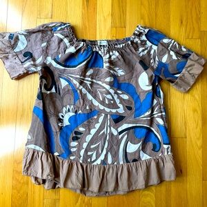 Terzo Millennio linen blouse brown/blue, worn once